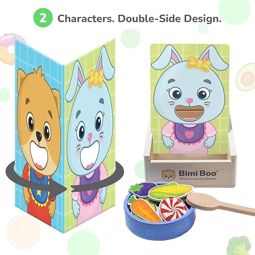 Bimi Boo Wooden Feeding Toy - Montessori Scooping & Fine Motor Toy for Toddlers 1-4 | Speech Therapy & Occupational Therapy Pretend Play Food Set | 27 Foods, Spoon & Bowl thumbnail 5
