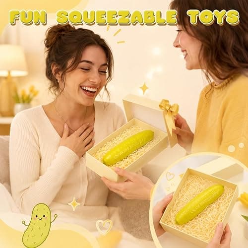 Jumbo Pickle Squíshy Toy, Calming Sensory Experience, 11in Pickle Squíshy Toys, Fruit Squeeze Sensory Fidget, Soft Texture Funny Design for Office, Home, Slow Rebound Gel Stress Reliever for Adults thumbnail 7