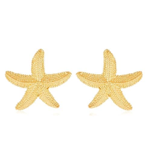 Starfish Shell Stud Earrings for Women Gold Silver Chunky Seashell Drop Dangle Earring Beach Summer Themed Jewelry - Image 1