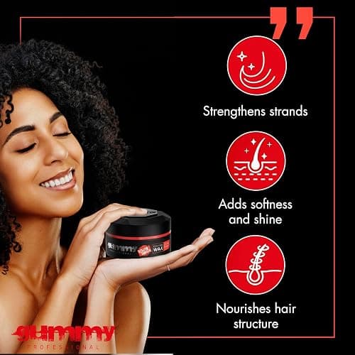 Gummy Professional Hair Styling Wax for Men - Ultra Hold Pomade for Dry, Damp Hair - Water-Based Texturizing Clay Paste with Provitamin B5 & Keratin - Strong Hold - Alcohol & Paraben-Free - 150ml thumbnail 3