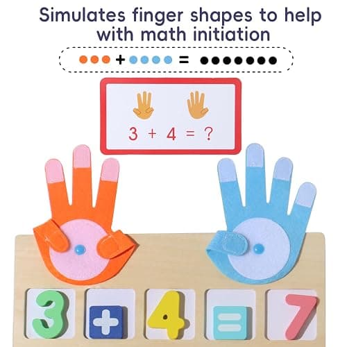Montessori Math Board Toy - Double-Sided Finger Counting & Number Tracing Board Number Blocks, Wooden Math Manipulatives for Kids Ages 3-6, Preschool Classroom Homeschool Educational Games thumbnail 6