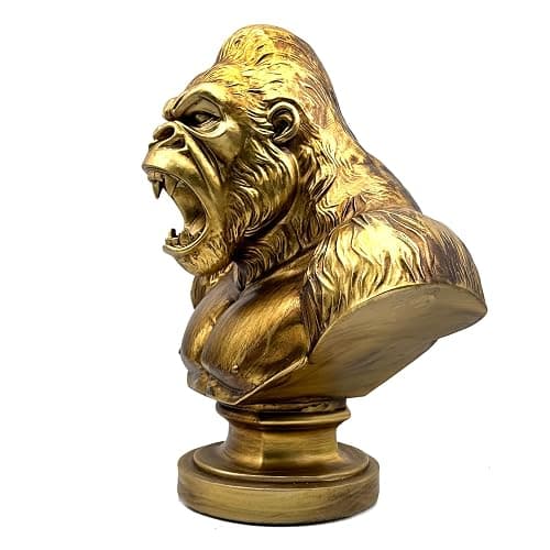 XINDAM Strong Gorilla Figurine Orangutan Animal Statue Decorative Home & Office Figurines Home Office Display Craft Living Room Decor Ornaments for Tabletop Vintage Gold thumbnail 4