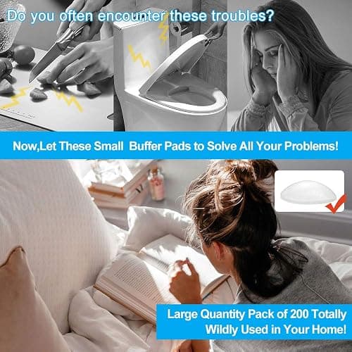 200PCS Cabinet Bumpers Clear Rubber Bumpers Self Adhesive, Soft Close Cabinet Door Bumper Dots, Sound Dampening Cupboard Door Bumpers Pads for Kitchen Drawers, Picture Frames, Furniture thumbnail 5