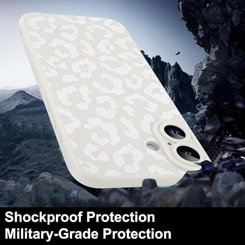 TEAUGHT Compatible with iPhone 16 Case Cute Pattern White Leopard Print Cheetah Shockproof Silicone Phone Cover for Girls Women -White thumbnail 6