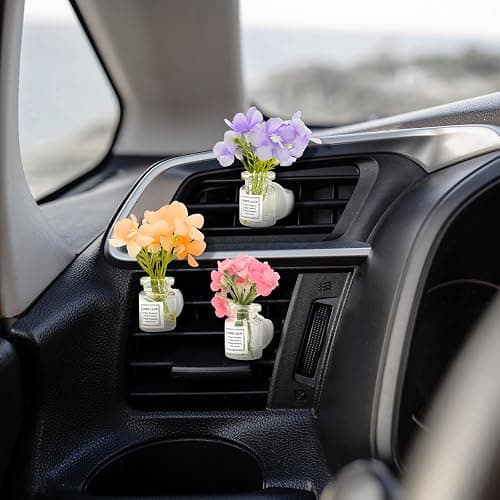 CusDusk 4 Pack Flowers Car Vent Clips, Cute Daisy Plants Vase Air Conditioning Outlet Clip with Fragrance Pads, Charm Scent Perfume Automotive Interior Decorations for Women thumbnail 6