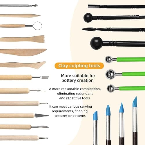 Leyclub 29 PCS Clay Tool, Clay Sculpting Tools Kit, Pottery Tools Can be Used for Stippling, Carving, Molding, and Shaping Clay Crafts, for Beginners, Hobbyists, Artists thumbnail 3