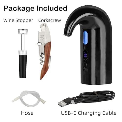Electric Wine Aerator, Wine Decanter Pump Dispenser Gifts Set,Automatic Wine Aerator Pourer Spout. Wine Dispenser Pump Wine Accessories, Wine Gifts for Women Wine Lovers Black… thumbnail 5