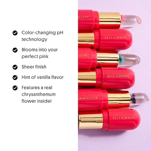 Winky Lux Flower Balm, pH Lip Balm, Color Changing Lipstick and Tinted Lip Balm, Vegan & Cruelty Free, Hydrate & Plump, Sheer Pink Lipstick, Pink Flower with Vanilla Scent thumbnail 3