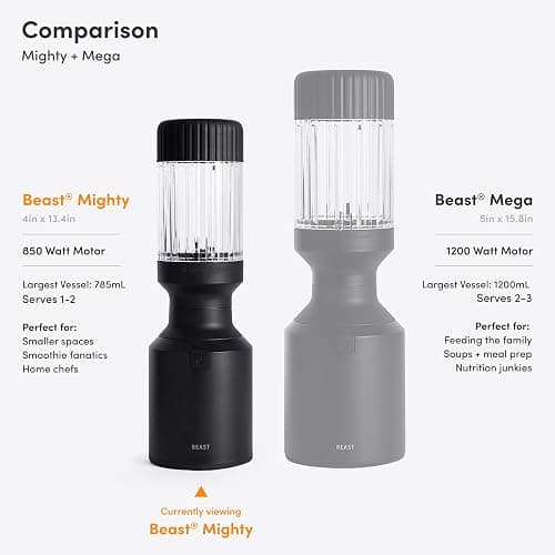 Beast Mighty 850 Plus | Premium Compact Personal Blender | Smoothies, Shakes, Dressings, Sauces | Blends Ice and Frozen Fruit | New XL Vessel | Extra Vessels, Lids and Straws | 850W (Lilac) thumbnail 9