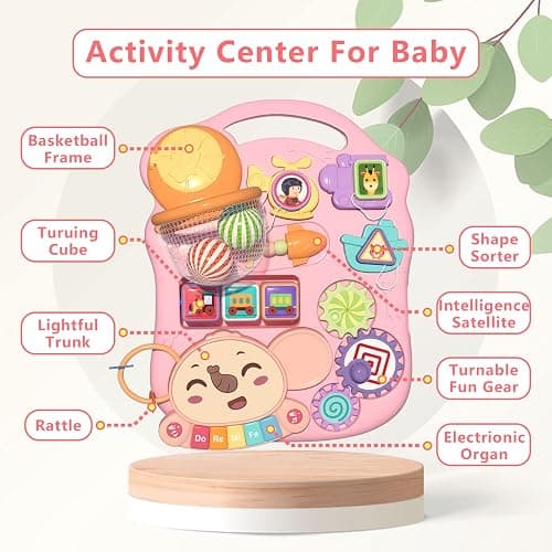 QDRAGON 3 in 1 Baby Walker and Activity Center for Girl, Learning to Walk, Sit to Stand, Early Educational Push Toys with Music Panel for Infant Toddler 12+ Months Pink thumbnail 4