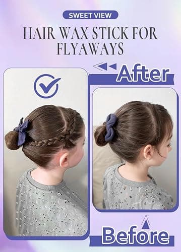 SWEET VIEW Hair Wax Stick, Flexible Hold Fly Away Hair Tamer, Slick Back Hair Cream/Gel for Sleek Ponytail, Smooth Flyaways & Frizz, Non-Greasy Hair Styling Accessory Pomade/Balm for Toddler, Kid thumbnail 4
