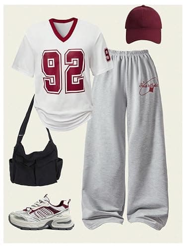 RoseSeek Girl's 2 Piece Summer Outfits Number Graphic Short Sleeve Jersey Shirt and Cargo Pants Sets Trendy thumbnail 5