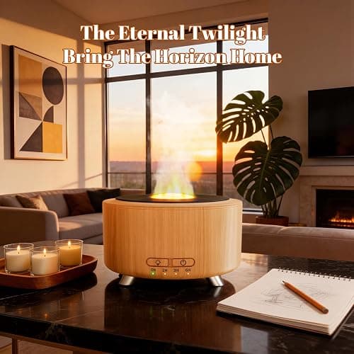500ML Retro Vinyl Essential Oil Diffuser for Home | 3D flame effect & 9 colors. 500ml tank lasts 14H for deep sleep. BPA-free with auto-off ensures safety for babies and pets. thumbnail 2