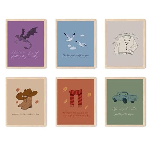 TwoDays Taylor Music Inspired Posters, Eras Album Wall Art for Fans Gifts, Song Lyrics Room Decor for Bedroom. (8" X 10", Set of 6, UNFRAMED) - Image 1