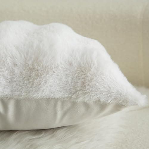 MANDIOO Pack of 2 Thick Plush Wool Decorative Throw Pillow Covers Super Soft Wave Bubble Fur Velvet Cushion Covers Pillow Shams for Couch Bed Living Room 12x20 Inch Cream White thumbnail 5
