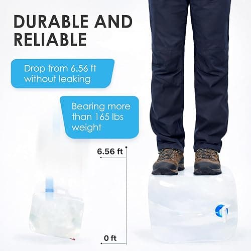 ITRAZ BPA-Free Collapsible Water Container with Spigot, 2-Pack 5.3 Gallon | Foldable Water Storage Jug for Camping, RV Travel, Hiking & Emergency Preparedness for Hurricanes, Tornadoes & Drought thumbnail 5