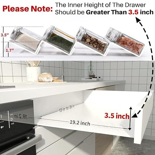 MIUKAA Clear Acrylic Spice Drawer Organizer, 4 Tier- 2 Set Expandable From 13" to 26" Drawer Seasoning Organizer, Kitchen Spice Rack Tray for Drawer/Countertop (Jars not included) - 8 Pcs x 13 inch Width, Transparent thumbnail 7