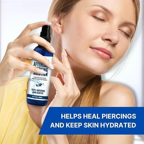 BodyJ4You Piercing Aftercare Spray - Saline Solution Natural Keloid Bump Removal - Ear Piercing Cleaner Nose Septum Belly Button Cartilage - Sea Salt Aloe Vera Rosemary - Fine Mist 2 Fl Oz thumbnail 4