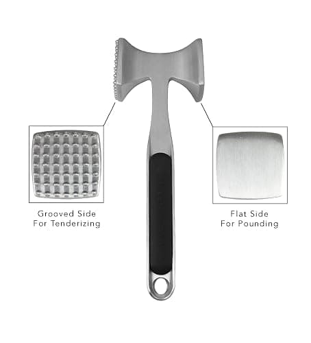KitchenAid Gourmet Multi Sided Meat Tenderizer for Pounding Meats, Nuts, Shellfish, ect, Hang Hole for Easy Storage, Hand Wash, One Size, Black thumbnail 4