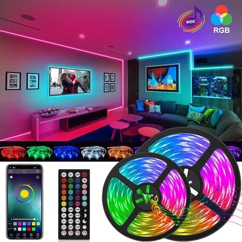 anso 100ft 50ft LED Strip Lights for Room TV PC Back Light Tape 5050 RGB Bluetooth APP USB (5m/16.4ft USB Set) thumbnail 3