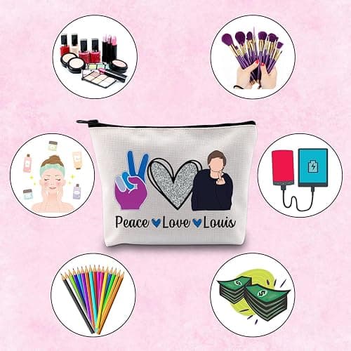 Music Fans Gift Peace Love Louis Gift for Women Zipper Pouch Makeup Bag (Peace Love Louis-UK) thumbnail 5