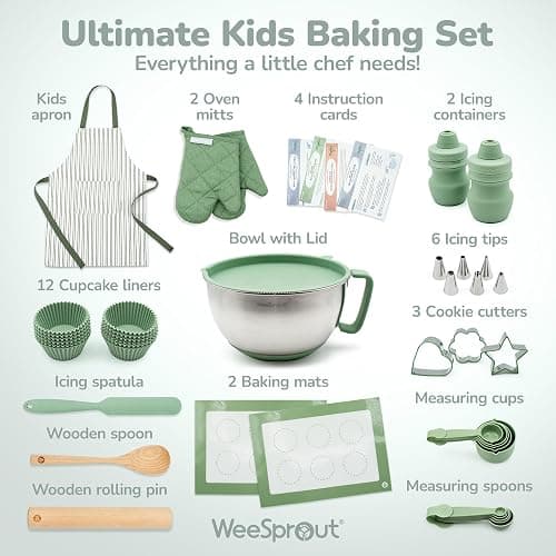 Ultimate Baking Kit for Kids - Kids Baking Set with Child Sized Utensils - Includes Apron, Oven Mitts, Silicone Mats & Liners - Perfect Cooking Set for Ages 8-12 - Gift for Children – Pink thumbnail 2