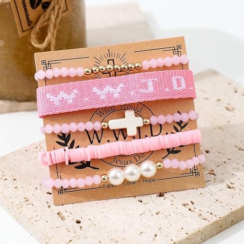Caiyao Christian Cross WWJD Stretch Bracelets WWJD Cross Crystal Beads Braided Rope Bracelet Handmade Adjustable Christian What Would Jesus Do Wristbands for Women Men Religious Jewelry Gifts thumbnail 5