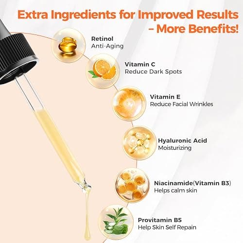 Retinol Serum for Face 2.5%, B5 Resurfacing Retinol Serum with Vitamin C, Vitamin E, Hyaluronic Acid, Niacinamide, Peptide for Anti-Aging, Wrinkle Smoothing, Dark Spot Corrector, Brighten Dullness thumbnail 3