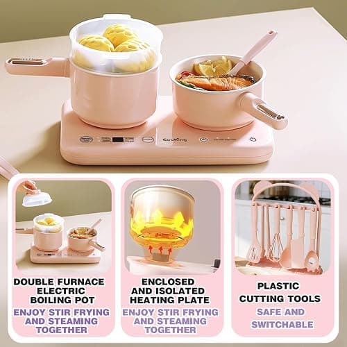 Cicicooie Mini Cooking Sets Real Kitchen for Food Making, Junior Easy Montessori Educational (Pink) thumbnail 5