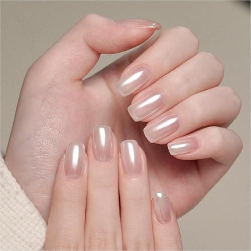 GAOY White Pearl Chrome Nail Powder, Mirror Effect Shimmer Glitter Pigment Mermaid Aurora Nail Art Decorations, Lustrous White - Image 1