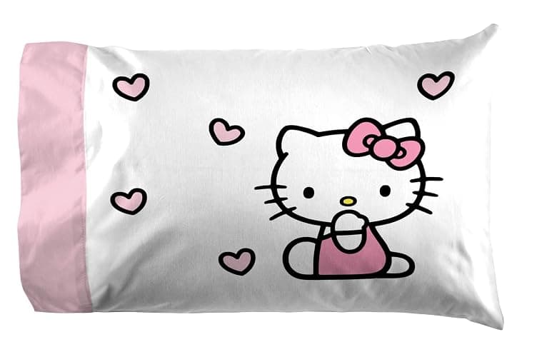 Jay Franco Sheet Set with Fitted, Flat Sheets & Pillow Cover - Ultra-Soft Bedding with Pillowcase for Room Decor, Multi - Hello Kitty, 3 Piece Twin thumbnail 5