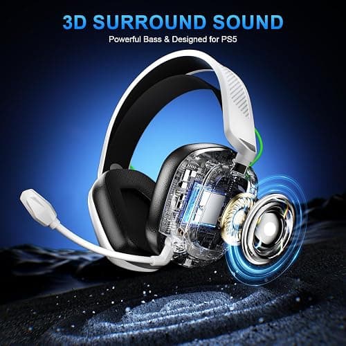 SKAPENDY 2.4GHz Wireless Gaming Headset for Xbox Series X|S, Xbox One, Xbox 360, PS5/4, PC, Low-Latency Bluetooth Gaming Headphones with 3D Surround Sound, Rotatable Earmuffs & Noise Canceling Microphone, 50+Hr Battery thumbnail 2