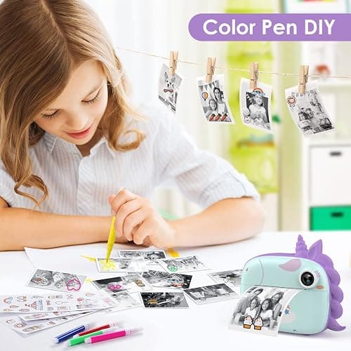 HiMont Kids Camera Instant Print, Selfie Digital Camara for Kids with Print Paper & 32G Card, 2.5K Video & Instant Print Camera with Color Pens for DIY, Fun Gift for Girls Boys 3-12 Years Old (Green) thumbnail 5