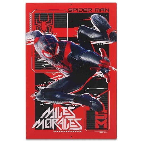 Open Road Brands Marvel Spider-Man Miles Morales Metal Sign - Classic Miles Morales Wall Decor for Man Cave, Bedroom or Movie Room - Image 1