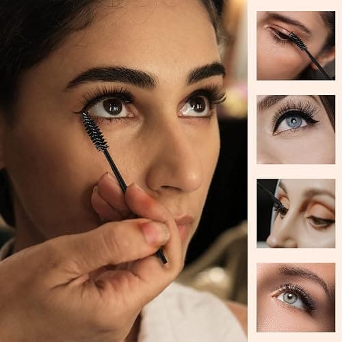 100 Pcs Disposable Mascara Wands, Eyebrow Spoolies Brush for Eyelash Extensions, Lash Brushes with Container (Black) thumbnail 6