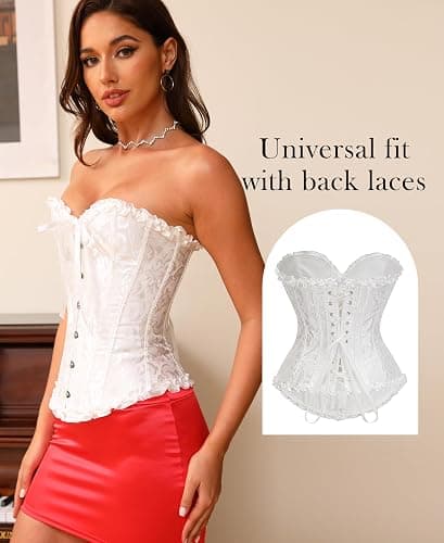 Vrapo Bustier Corset Top for Women | Overbust Lace Up Waist Cincher Shapewear Lingerie thumbnail 5