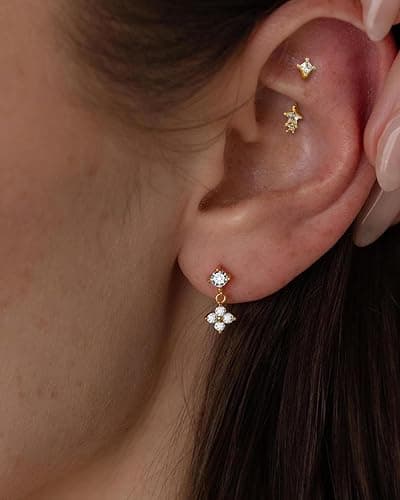 Agrewd Minimalist Star Rook Earrings 16G Eyebrow Jewelry Surgical Steel Rook Piercing Jewelry Belly Button Ring Curved Barbell thumbnail 2