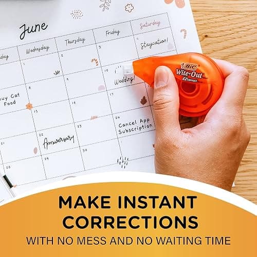 BIC Wite-Out Brand EZ Correct Correction Tape, 39.3 Feet, 2-Count Pack of white Correction Tape, Fast, Clean and Easy to Use Tear-Resistant Tape Office or School Supplies thumbnail 5