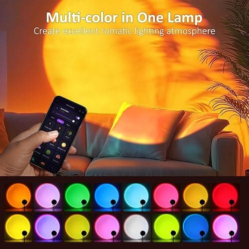 Kangtaixin Sunset Lamp - Lampada da Tramonto RGB – Controllo App, Connettore USB, Proiettore LED Girevole a 180°, Luce D'atmosfera Romantica, Adatta per Fotografia, Selfie, Decorazione del Soggiorno - Image 1
