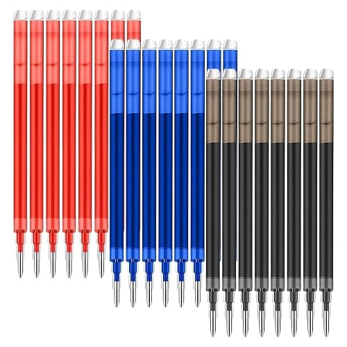 24Pack Erasable Gel Ink Pen Refills 0.7 mm Compatible with FriXion Friction | 8 Blue 8 Black 8 Red, Multicolor Medium Fine Point Refills for Erasable Pens Smooth Writing Fast Dry for School Office thumbnail 7