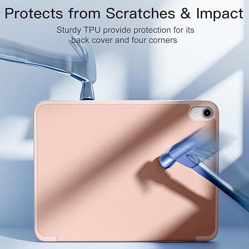 Akkerds Compatible with iPad (A16) 11th Generation Case 11 Inch 2025, for iPad 10th Generation Case 10.9 Inch 2022 with Pencil Holder, Slim Trifold Stand Protective Cover with Soft TPU Back, Rose Pink thumbnail 7