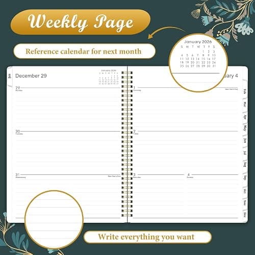 2026 Planner - 2026 Planner Weekly and Monthly, Jan 2026 - Dec 2026, Planners Weekly and Monthly, 8.5" x 11" Planners Calendar with Tabs & Pocket, Flexible Cover, Twin-Wire Binding thumbnail 5