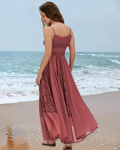 Gacaky Summer Dress for Women Casual Lace Floral Embroidered Bohemian Maxi Dress Flowy A Line Beach Long Dresses thumbnail 7