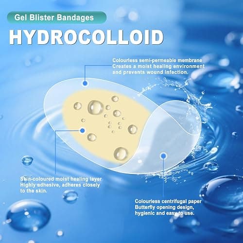 Arme Hydrocolloid Bandages, Gel Blister Bandages for Feet 50Pcs 4 Shape | Waterproof Blister Pads Blister Cushions for Prevention & Recovery for Heel Foot Toe Protection thumbnail 4