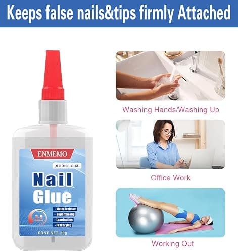 (2-in-1) 20ml Nail Glue with Brush Applicator & Nozzle,Used for Nail Tips,Acrylic Nails and Press on Nails,Built in Brush on,Super Strong,Long Lasting,Waterproof thumbnail 7