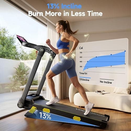 YPOO 13% Incline Walking Pad Handle 6.2MPH RGB Light Foldable | Home & office, 13% incline with RGB light, 6.2MPH speed, handle bar, 300LBS, Portable Folding Walking Treadmills & App thumbnail 5