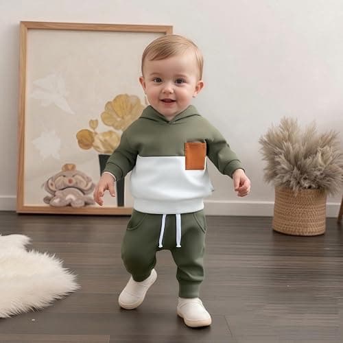 LIOMENGZI Infant Baby Boy Fall Winter Clothes Outfits Hooded Long Sweatshirt Pants Set Toddler Clothes 6 12 18 24 Months 2T thumbnail 5