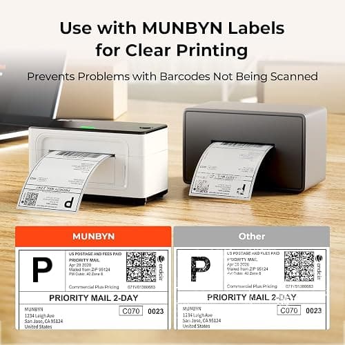 MUNBYN Bluetooth Label Printer, Desktop Thermal Label Printer 4x6 for Shipping Postage Home Small Business, Compatible with Etsy, Shopify, Ebay, Amazon, Royal Mail, FedEx, UPS, 941B, White thumbnail 4