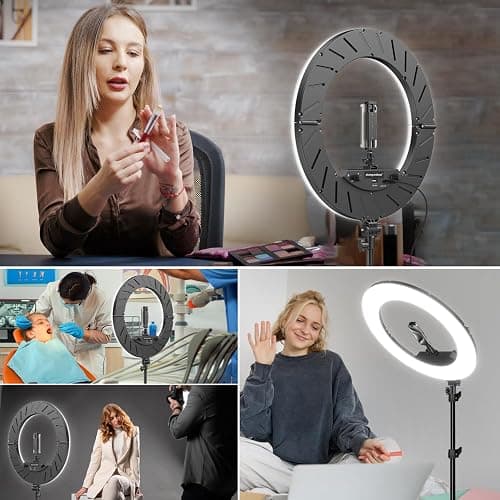 18 Inch Ring Light Kit, 55W6700k Dimmable LED Light, Tripod Stand, Remote Controller,Box,CRI95,Black thumbnail 7