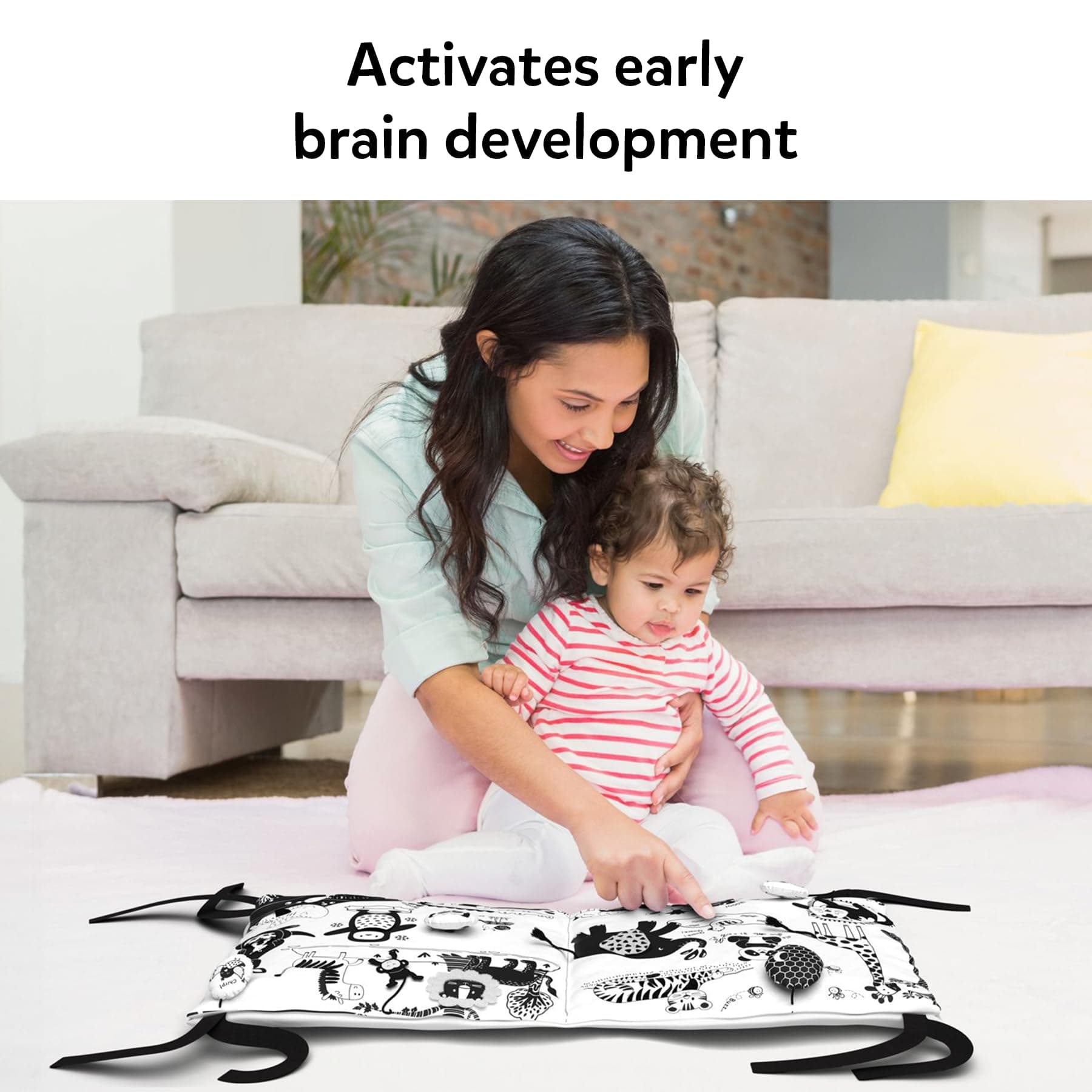 Skillmatics High Contrast Sensory Cloth Mat for Babies & Infants - Newborn Visual Stimulation, Observation Skills, Gifts for 0 to 18 Months, Multicolor thumbnail 5